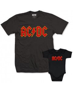 Set AC/DC papa t-shirt & AC/DC baby romper Logo Colour