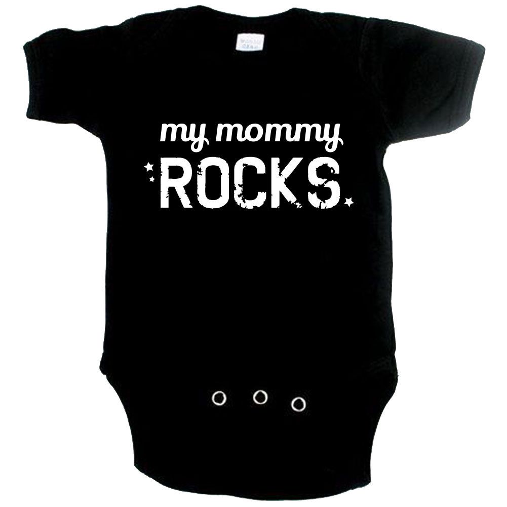 stoere baby romper my mommy rocks